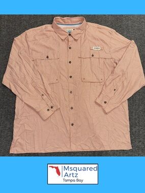 Magellan Outdoors Fish Gear MagWick Angler Fit Fishing Shirt 2XL Orange Check